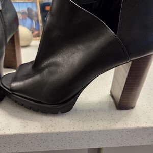 Vince Camuto Black Peep-Toe Heeled Boots